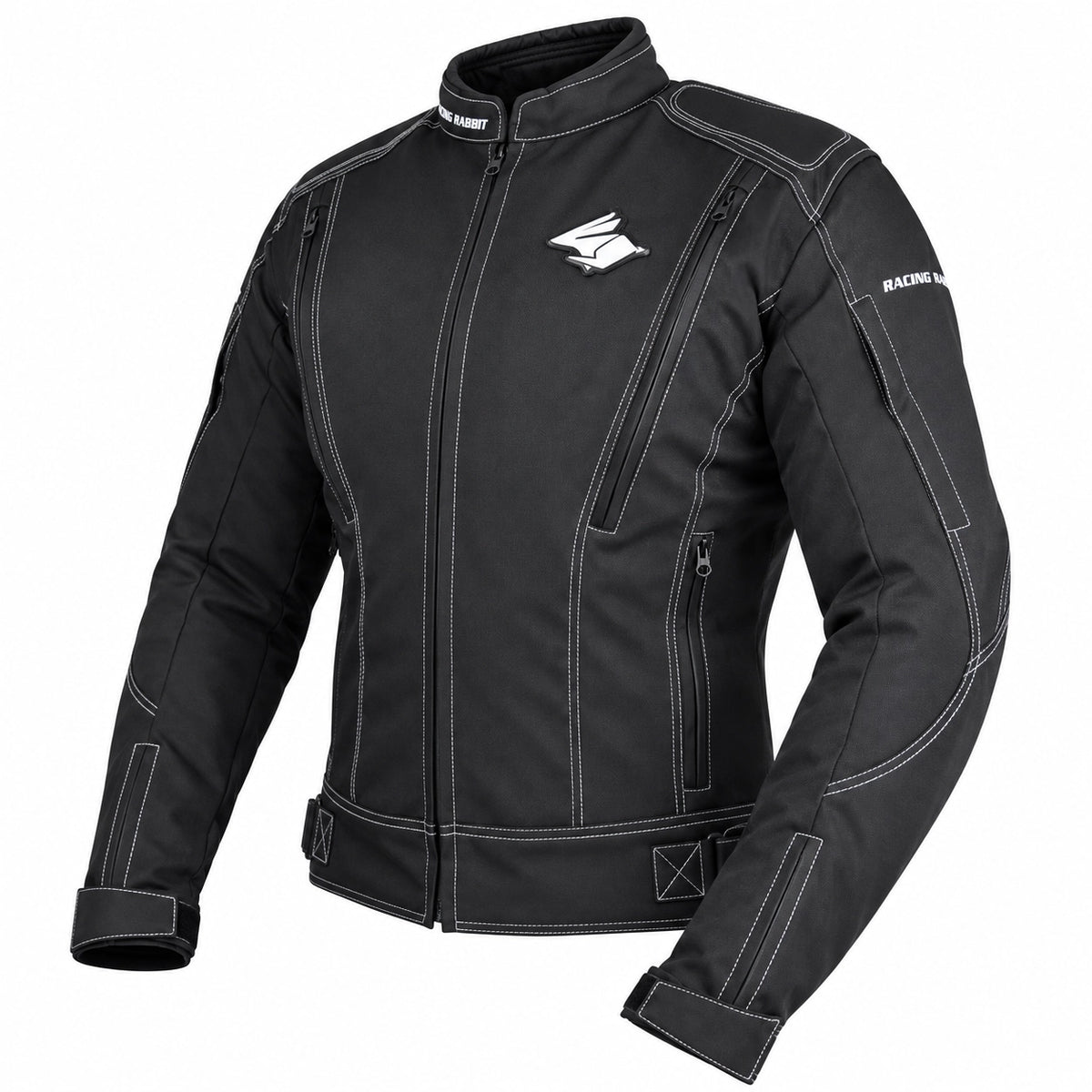 Jaqueta de Moto Racing Rabbit ALL BLACK Impermeável com Proteções CE