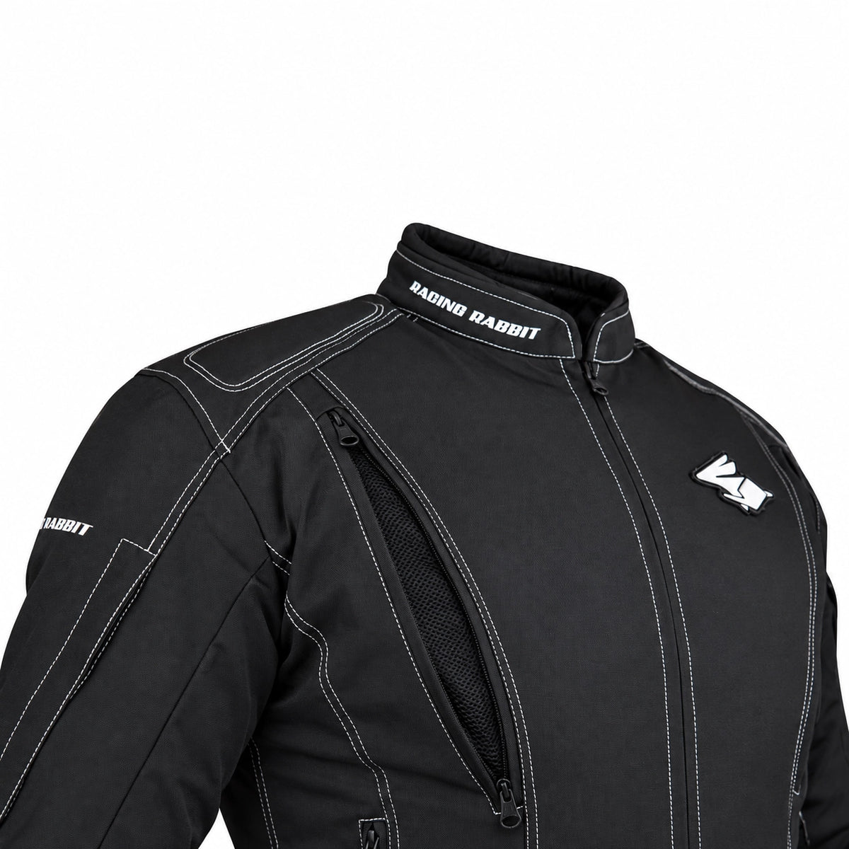Jaqueta de Moto Racing Rabbit ALL BLACK Impermeável com Proteções CE