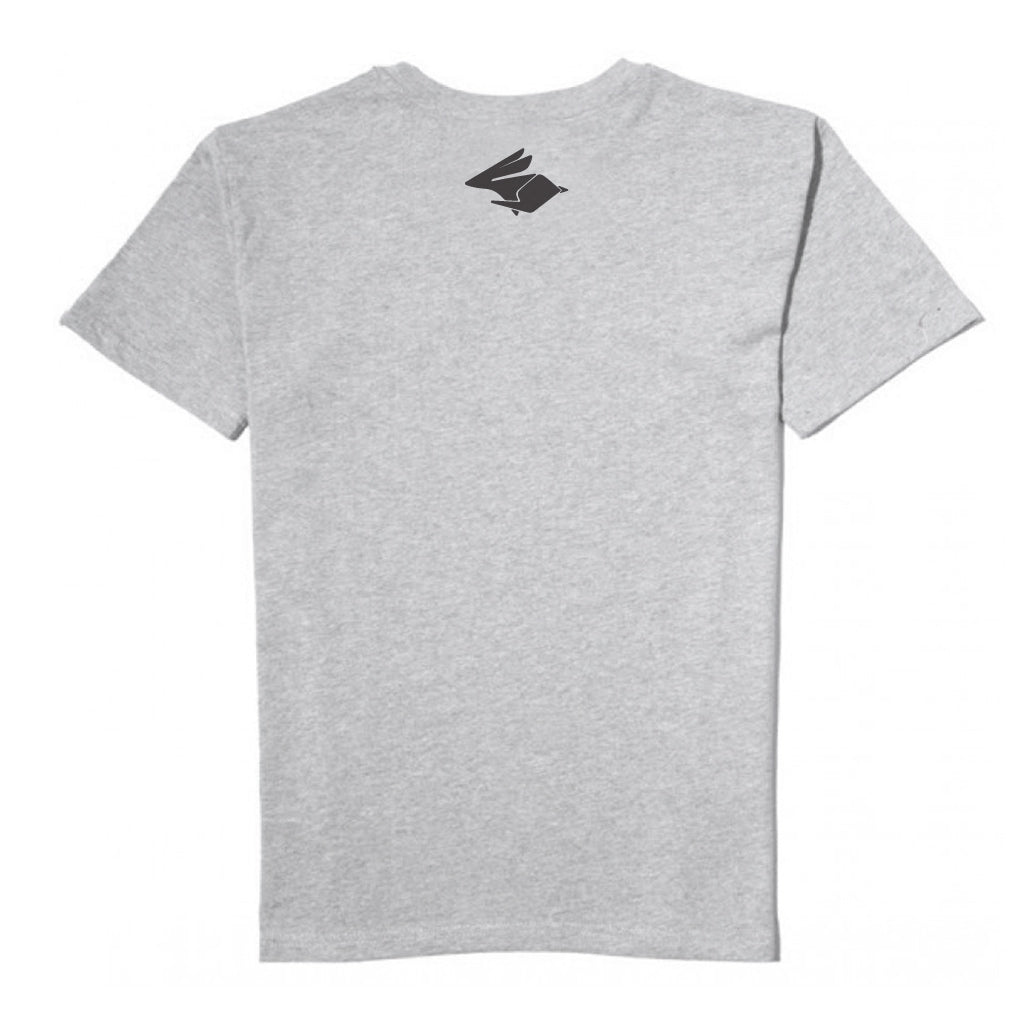 Camiseta Motociclista Vintage Racing Rabbit Coelho Veloz Cor Cinza Logo Amarelo