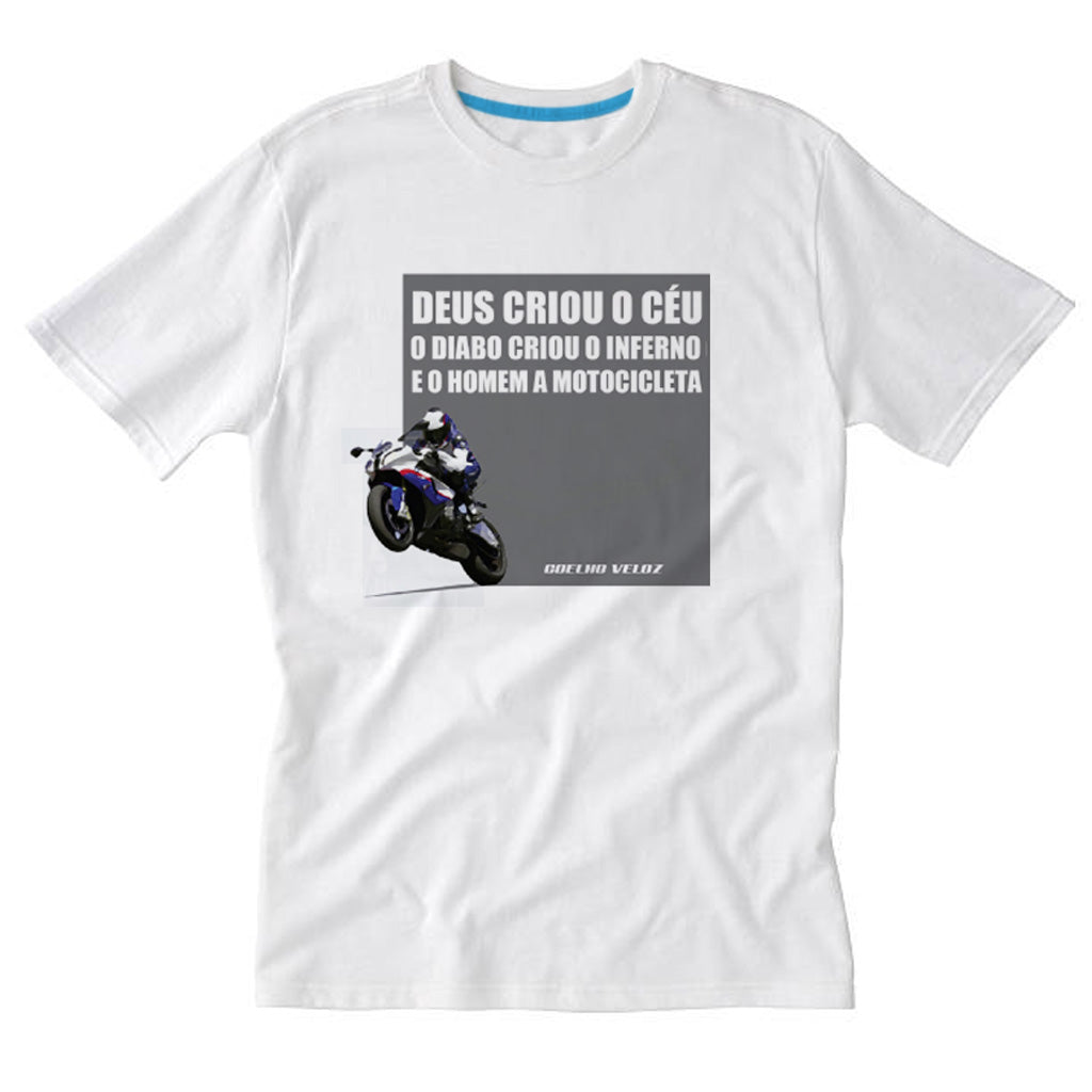 Camiseta Motociclista na Cor Branca Racing Rabbit | Coelho Veloz