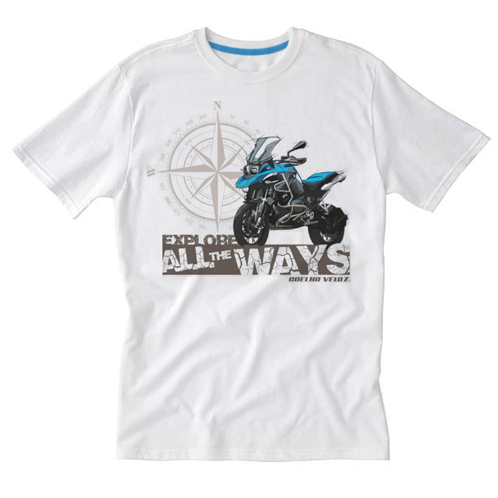 Camiseta Motociclista na Cor Branca Racing Rabbit | Coelho Veloz