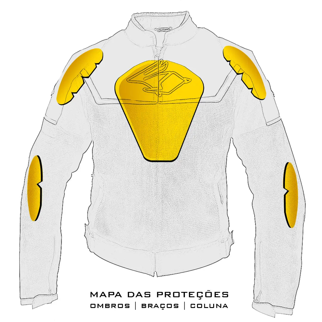 Jaqueta Volt ventilada para motociclistas, com painéis de ventilação estratégicos, forro impermeável removível, jaqueta térmica destacável que se transforma em colete, painéis em elastano para mobilidade e detalhes refletivos para maior segurança. Ideal para todas as condições climáticas e altamente versátil.