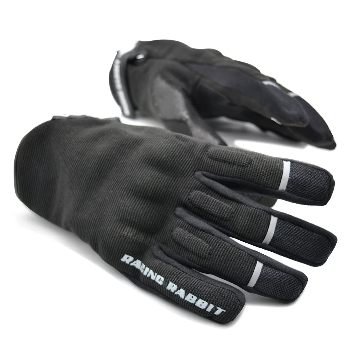 Luva Motociclista Racing Rabbit modelo urban, poliéster, cor preta , ventilada com proteções , masculina.