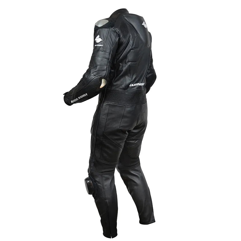 Macacao Motociclista Racing Rabbit TT Pro Esportivo em Couro Ventilado com Proteções Moto Racing Speed 1 peça, cor preto, masculino