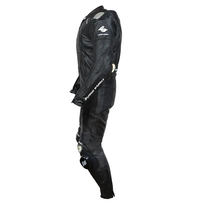 Macacao Motociclista Racing Rabbit TT Pro Esportivo em Couro Ventilado com Proteções Moto Racing Speed 1 peça, cor preto, masculino