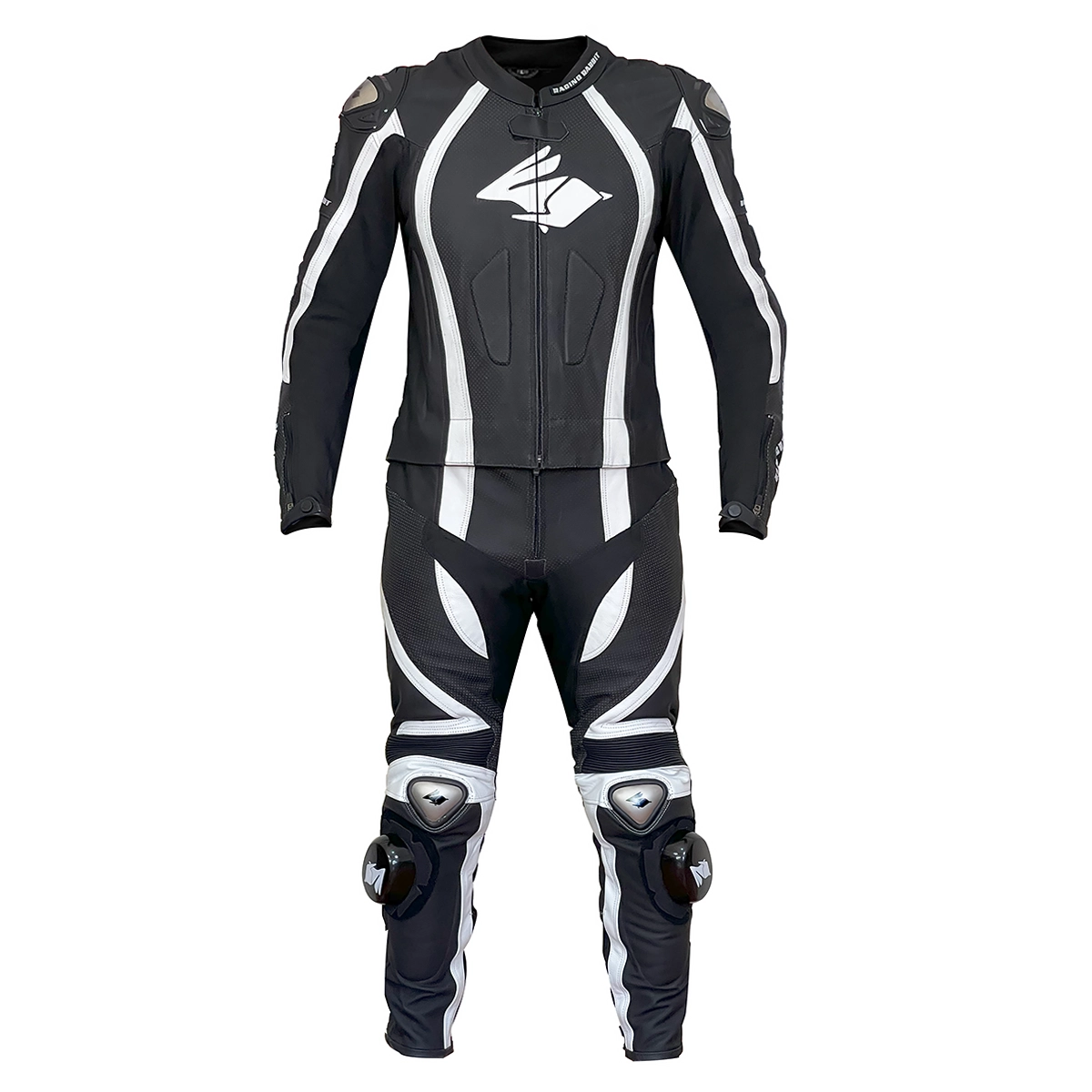 Macacão Motociclista Racing Rabbit Modelo Vortex 2 peças em couro bovino, com proteções interna C.E, Proteções externas metálicas, couro ventilado, painéis em elastano. Maximo de conforto e segurança para pilotar sua motocicleta.