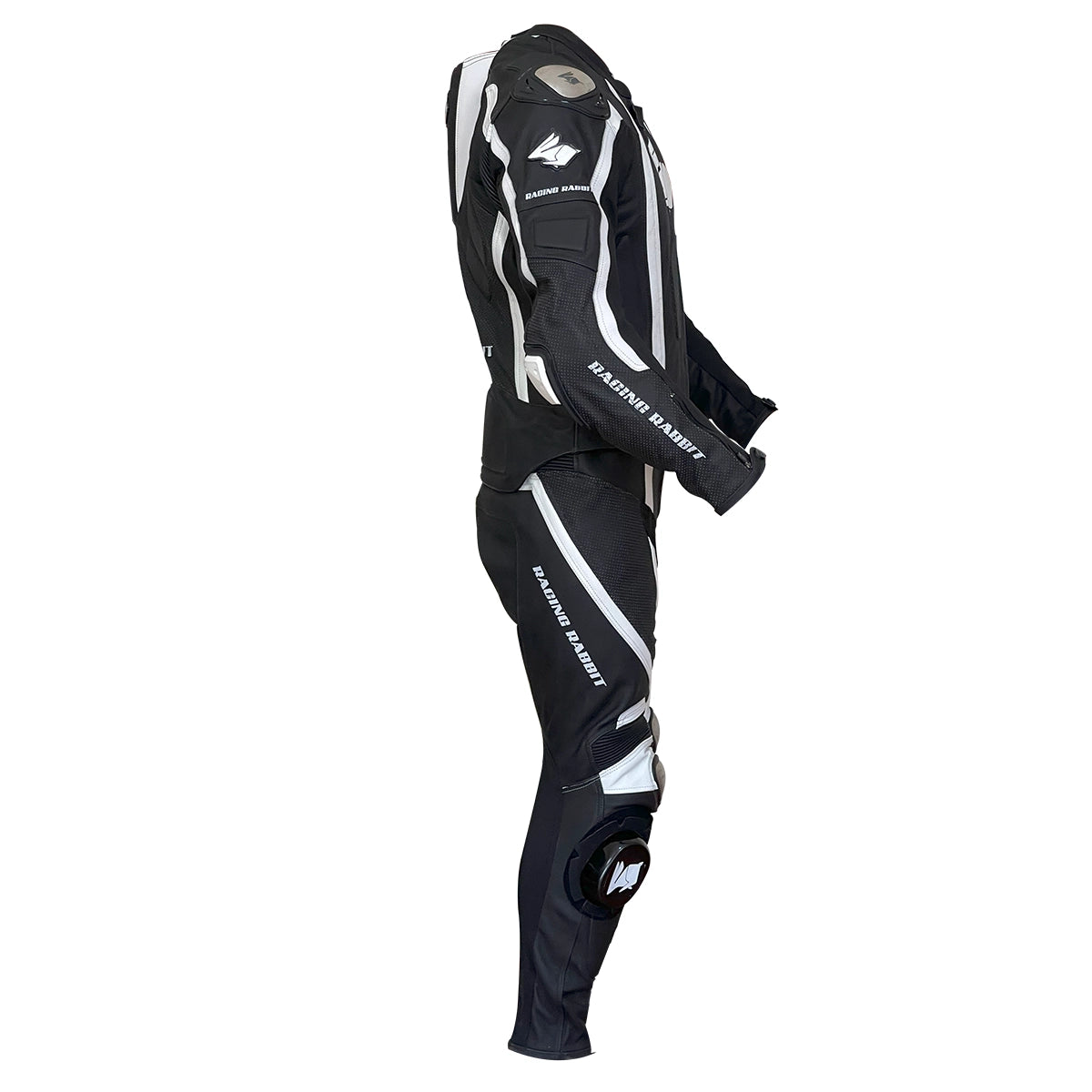 Macacão Motociclista Racing Rabbit Modelo Vortex 2 peças em couro bovino, com proteções interna C.E, Proteções externas metálicas, couro ventilado, painéis em elastano. Maximo de conforto e segurança para pilotar sua motocicleta.