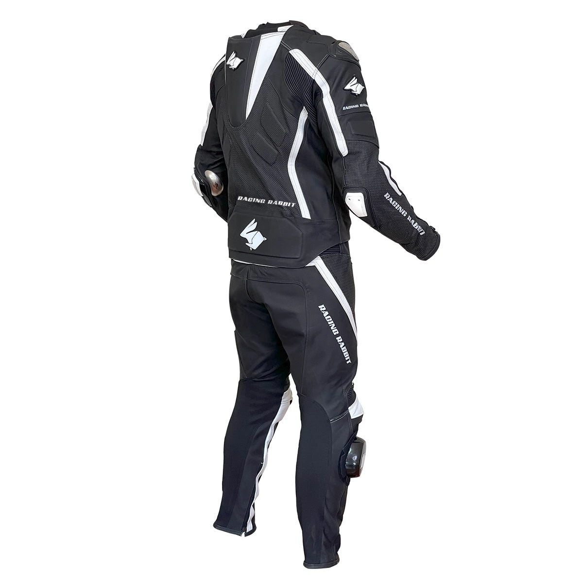 Macacão Motociclista Racing Rabbit Modelo Vortex 2 peças em couro bovino, com proteções interna C.E, Proteções externas metálicas, couro ventilado, painéis em elastano. Maximo de conforto e segurança para pilotar sua motocicleta.