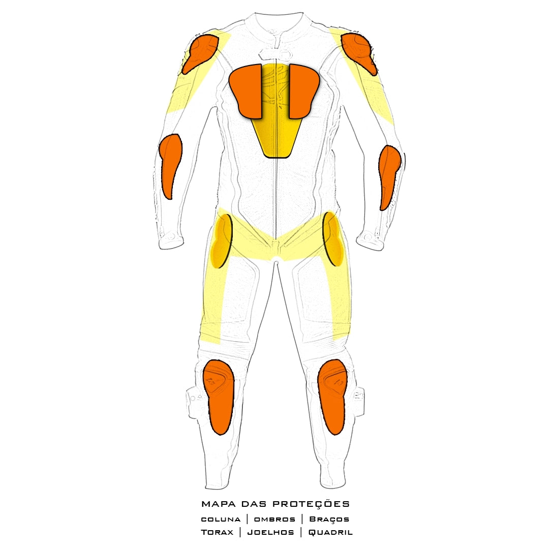 Macacao Motociclista Racing Rabbit Razor Esportivo em Couro Ventilado com Proteções Moto Racing Speed 1 peça, prateado e vermelho, masculino.