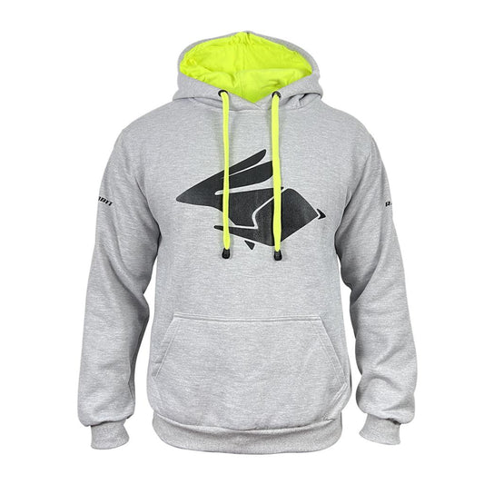 Moletom Motociclista Racing Rabbit, cor cinza com detalhes em verde, modelo Electric Green, Inverno