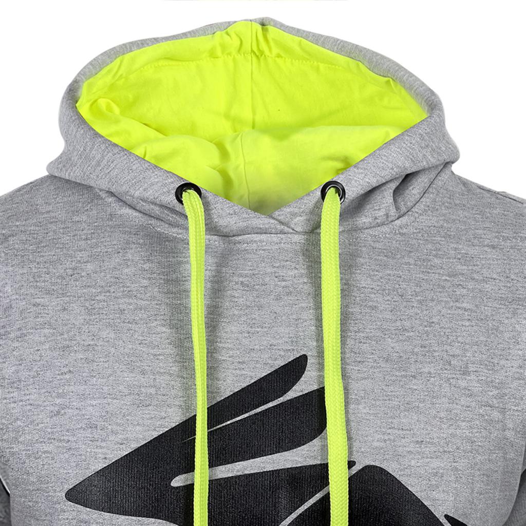 Moletom Motociclista Racing Rabbit, cor cinza com detalhes em verde, modelo Electric Green, Inverno