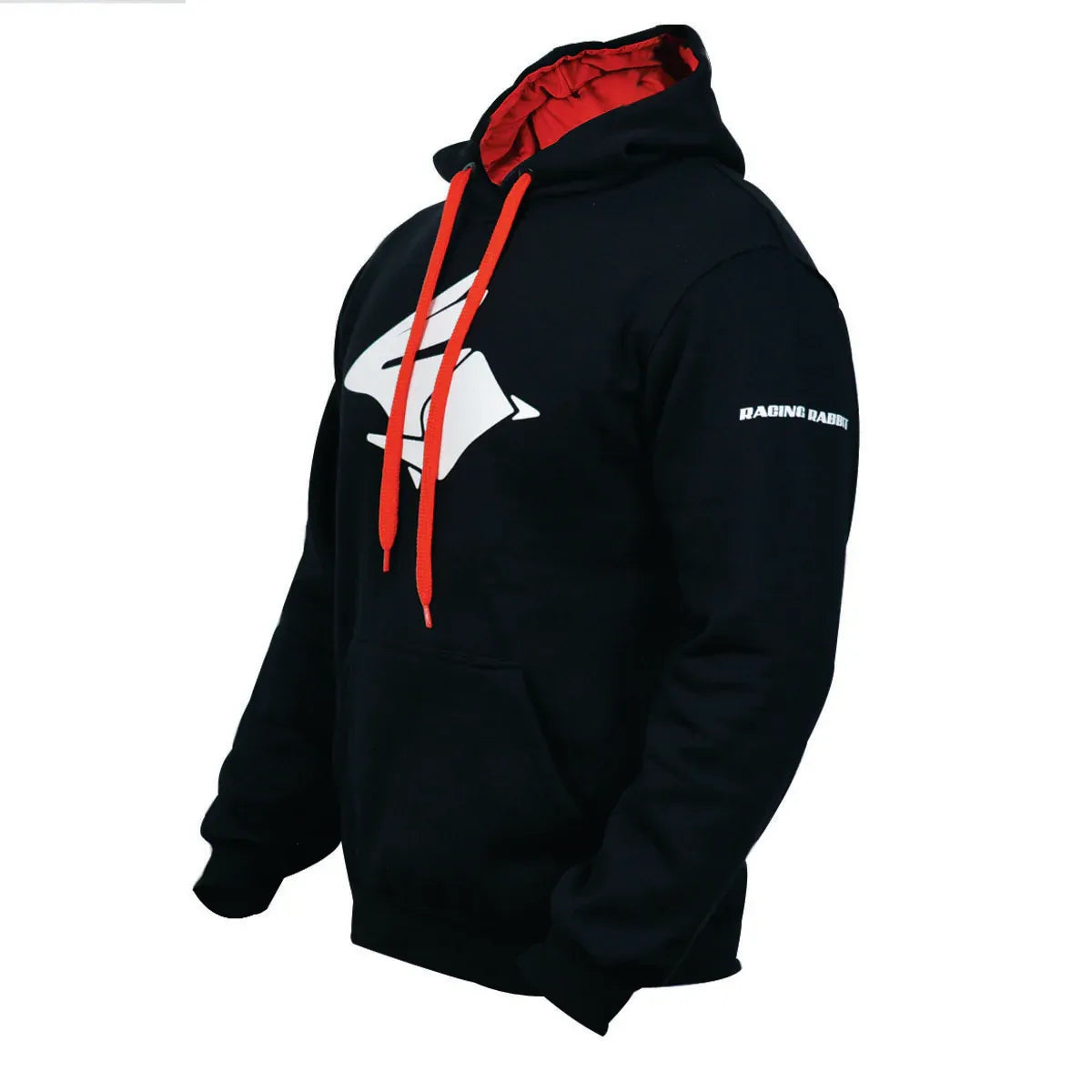 Moletom Motociclista Racing Rabbit, cor preto com detalhes em vermelho, modelo Red Head, Inverno
