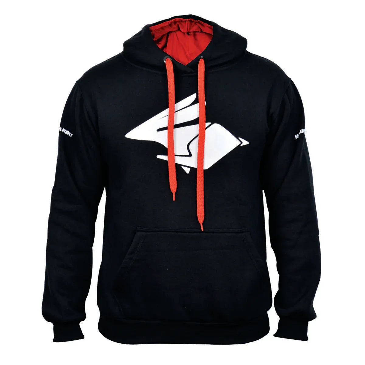 Moletom Motociclista Racing Rabbit, cor preto com detalhes em vermelho, modelo Red Head, Inverno