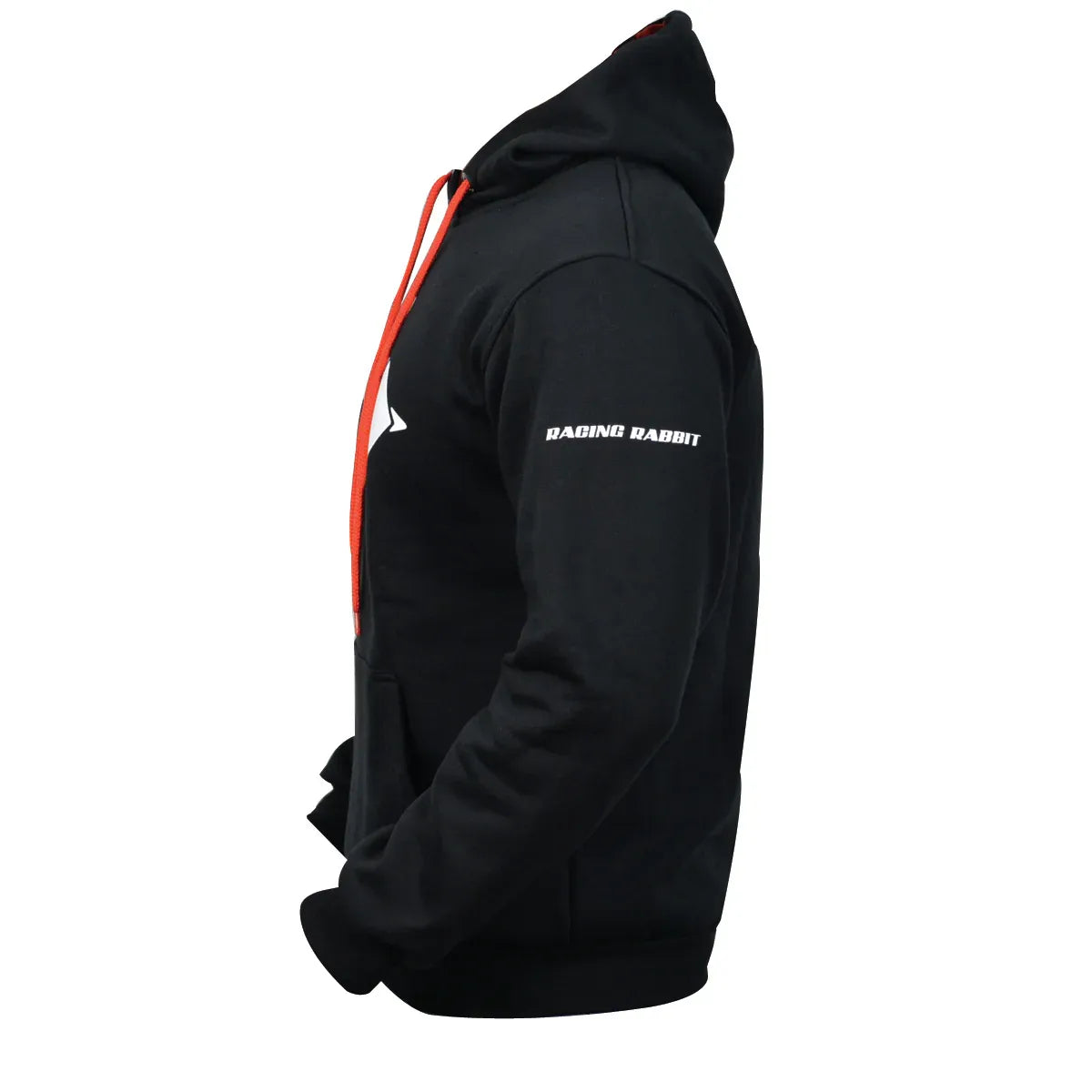 Moletom Motociclista Racing Rabbit, cor preto com detalhes em vermelho, modelo Red Head, Inverno