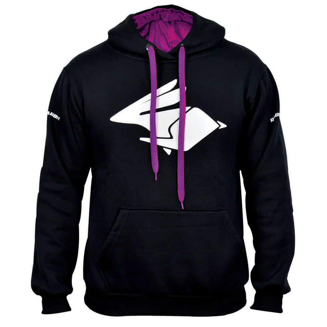 Moletom Motociclista Racing Rabbit, cor preto com detalhes em Roxo, modelo Purple Haze, Inverno