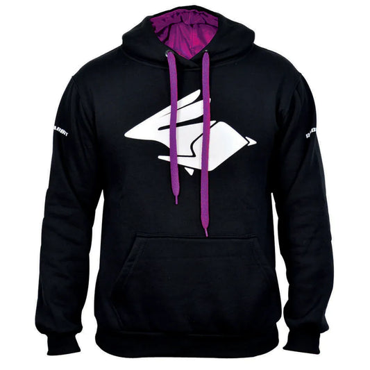 Moletom Motociclista Racing Rabbit, cor preto com detalhes em Roxo, modelo Purple Haze, Inverno