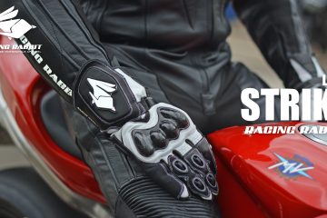 luva motociclista strike racing rabbit couro punho longo com proteçoes