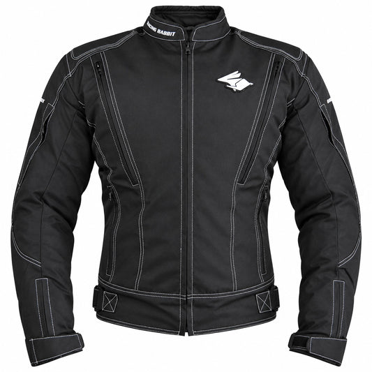 Jaqueta de Moto Racing Rabbit ALL BLACK Impermeável com Proteções CE