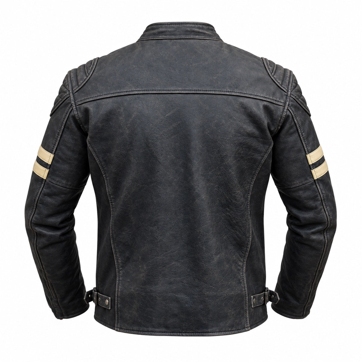 Jaqueta de Moto em Couro Racing Rabbit OLD SCHOOL Vintage com Proteções para Motociclista