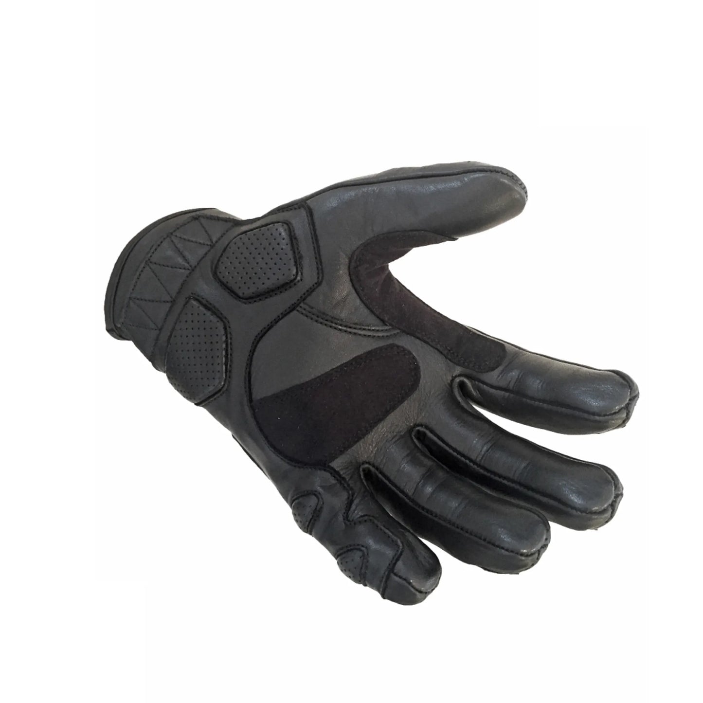 Luva Motociclista Racing Rabbit modelo Rapid, couro, cor preta , ventilada com proteções, masculina.