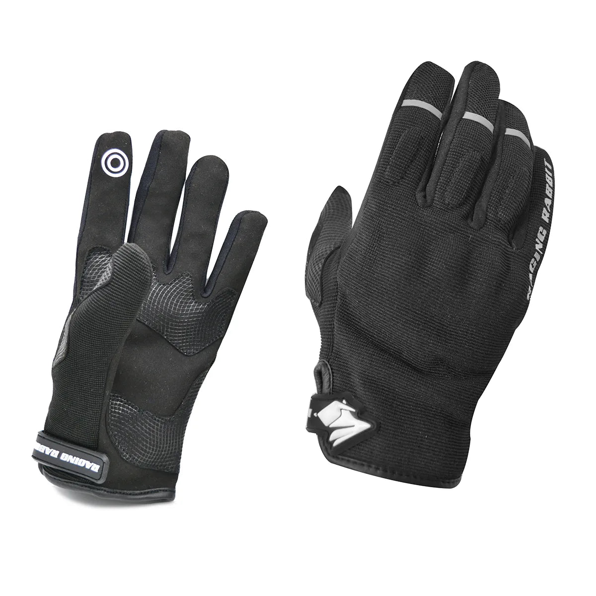 Luva Motociclista Racing Rabbit modelo urban, poliéster, cor preta , ventilada com proteções , masculina.