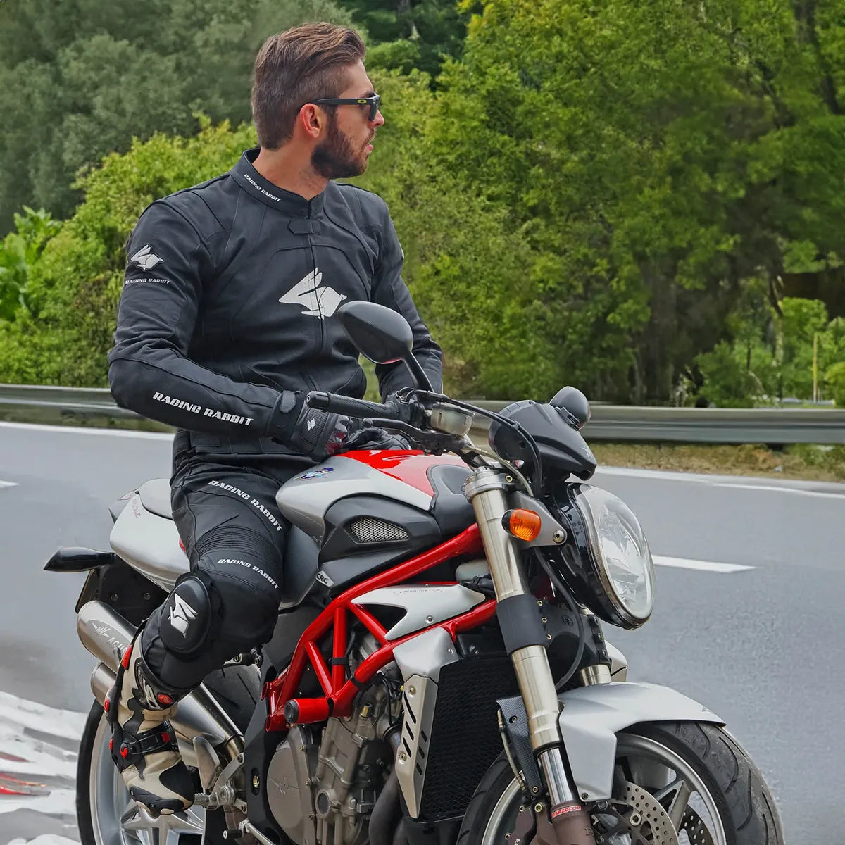 Macacao Motociclista Racing Rabbit Le Mans Esportivo em Couro Ventilado com Proteções Moto Racing Speed 2 peça